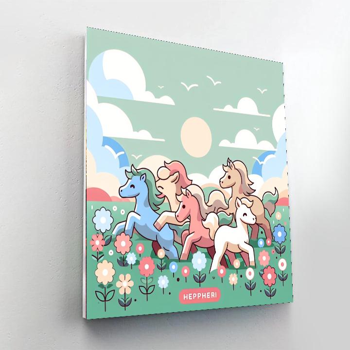 Frolicking Foals Numbered Painting Kits