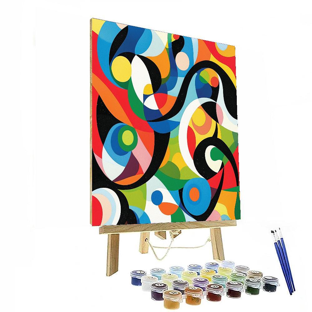 Joan Miró Inspired Joyful Whirlwind  Paint By Color