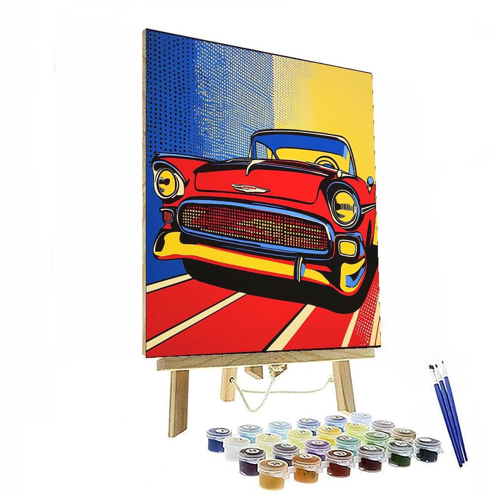 Lichtenstein Inspired Retro Pop Art Car  Paint By Numbers
