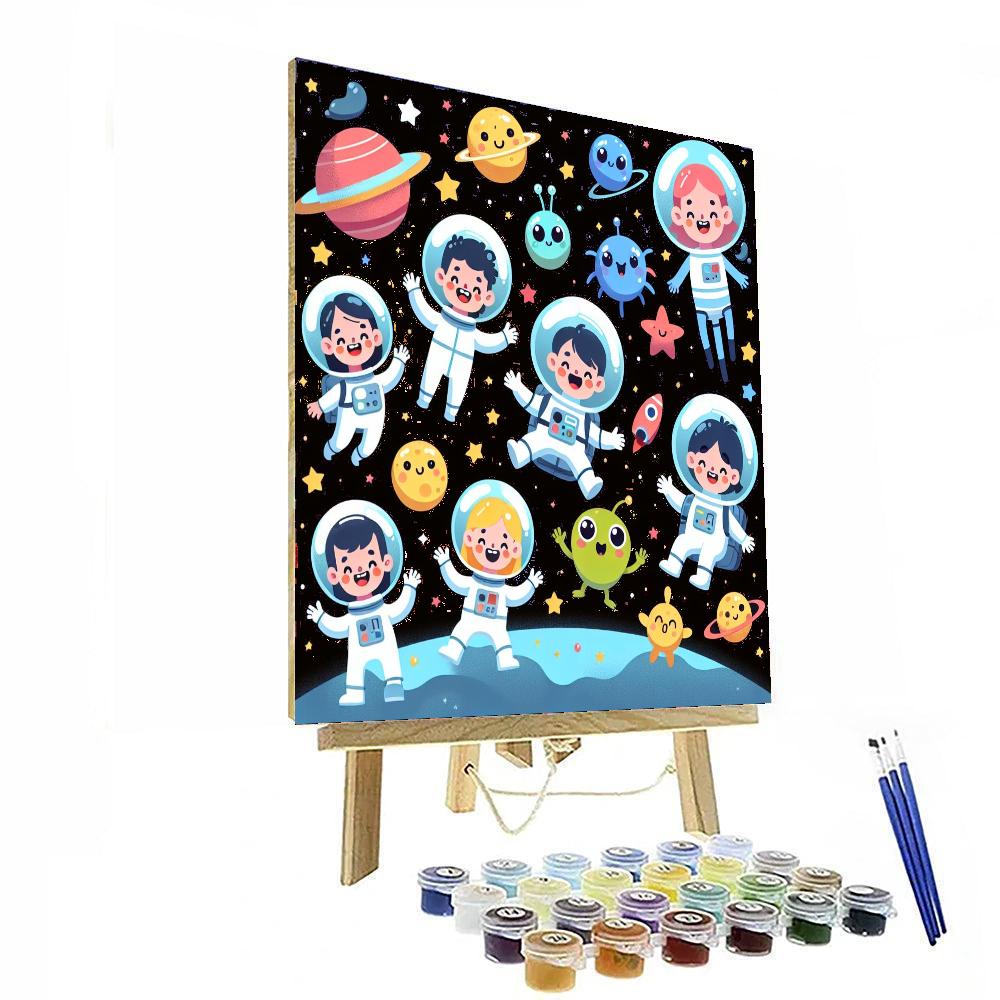 Cheerful Space Explorers Paint By Numbers Art