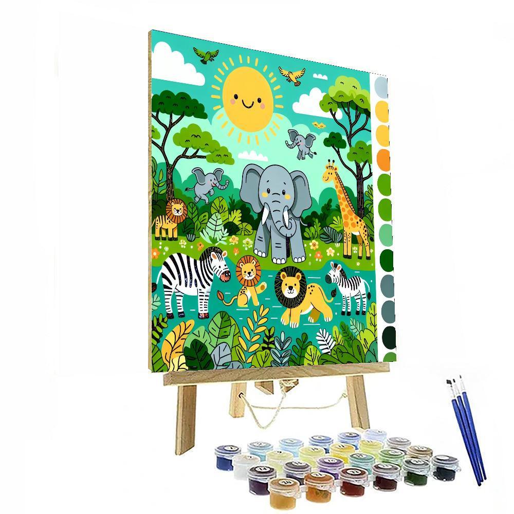 Joyful Safari Scene Paint By Numbers Kits