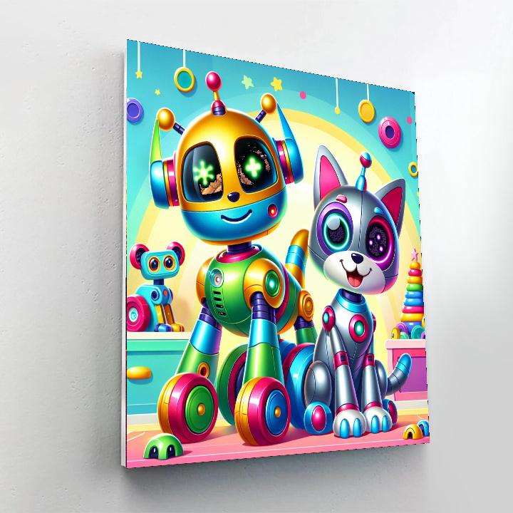 Friendly Robot Pets Numbered Painting Kits