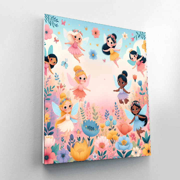 Whimsical Fairies In Flight Paint By Color
