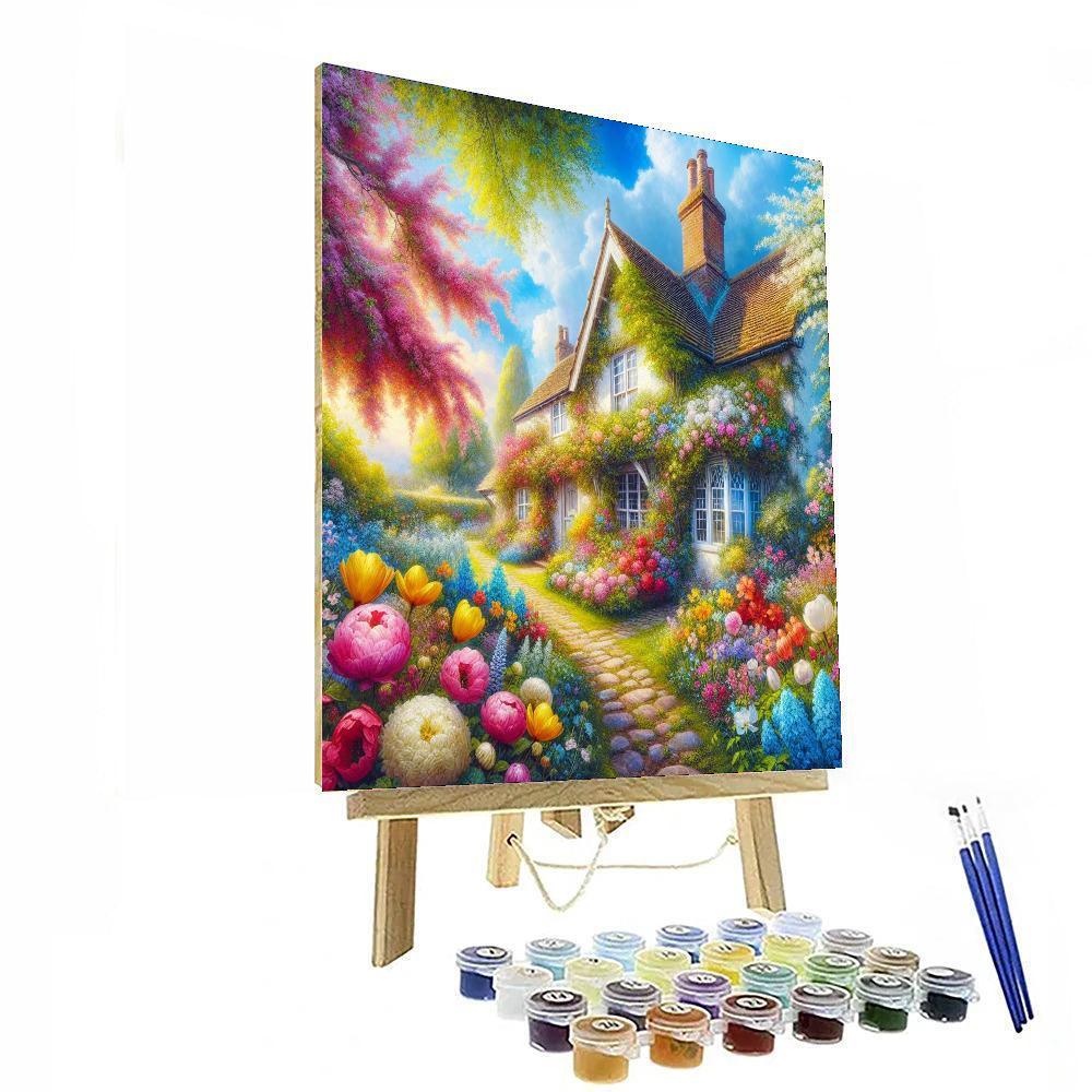 Cottage In Spring Bloom Paint By Color