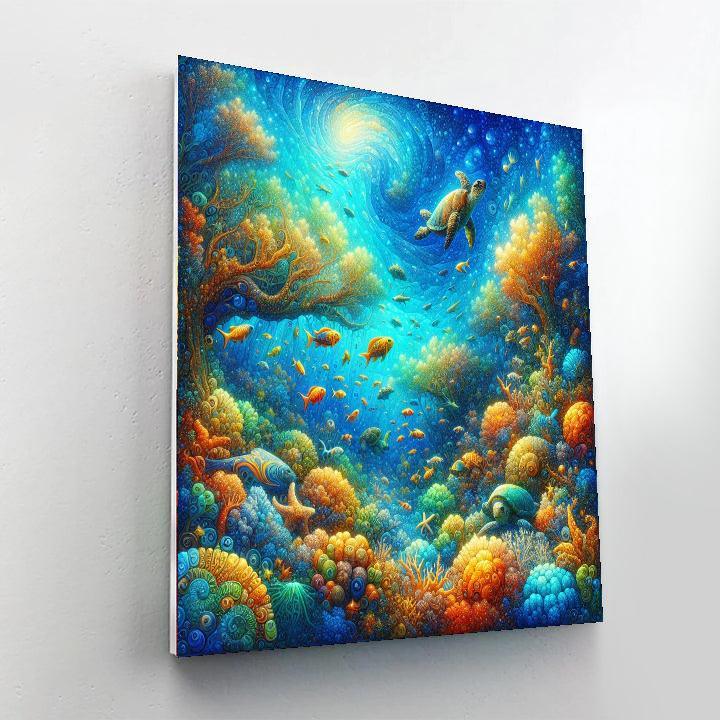 Vibrant Coral Reef Paradise Painting Number Kit