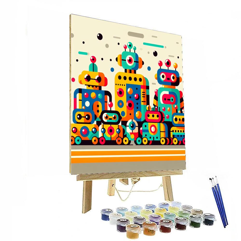 Quirky Robot Parade Paint By Numbers