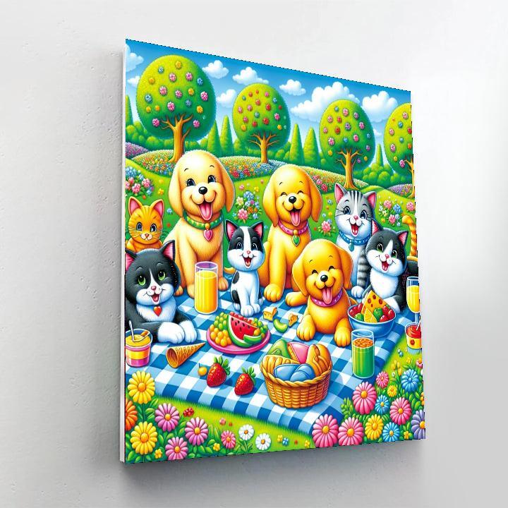 Playful Pets' Picnic Number Painting