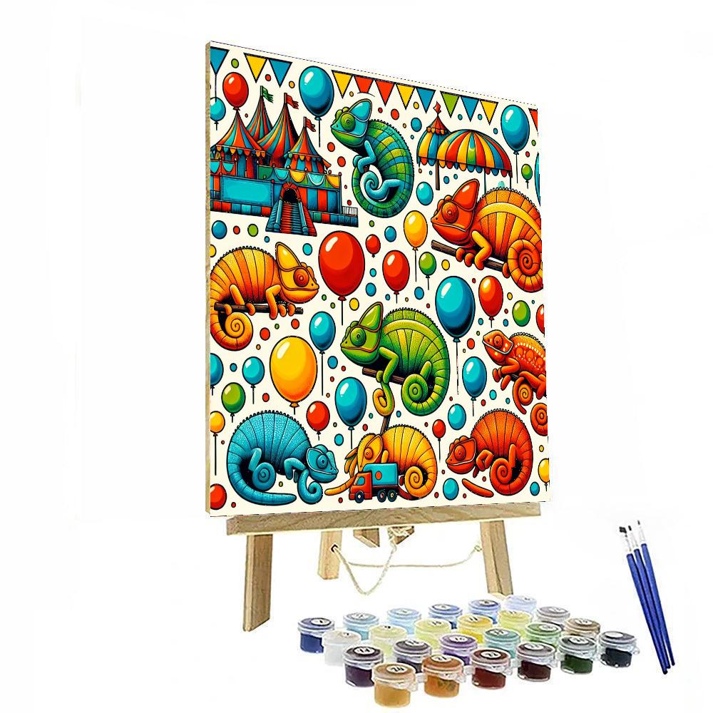 Cheerful Chameleon Carnival Numbered Painting Kits