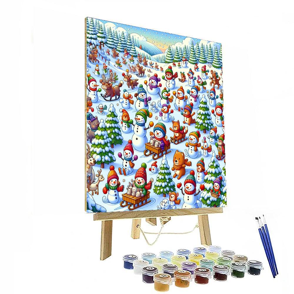Cheerful Winter Adventure Paint By Numbers Art
