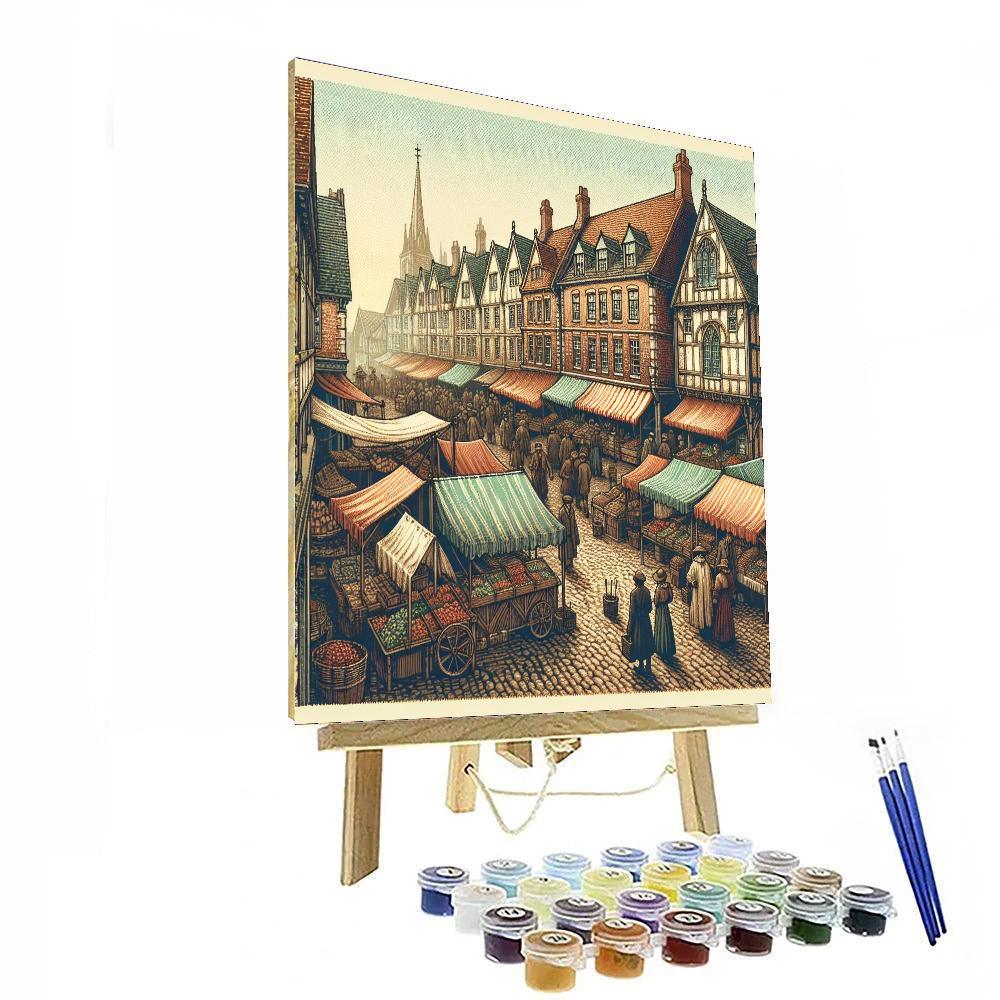Charming European Village Market Paint By Numbers Kits