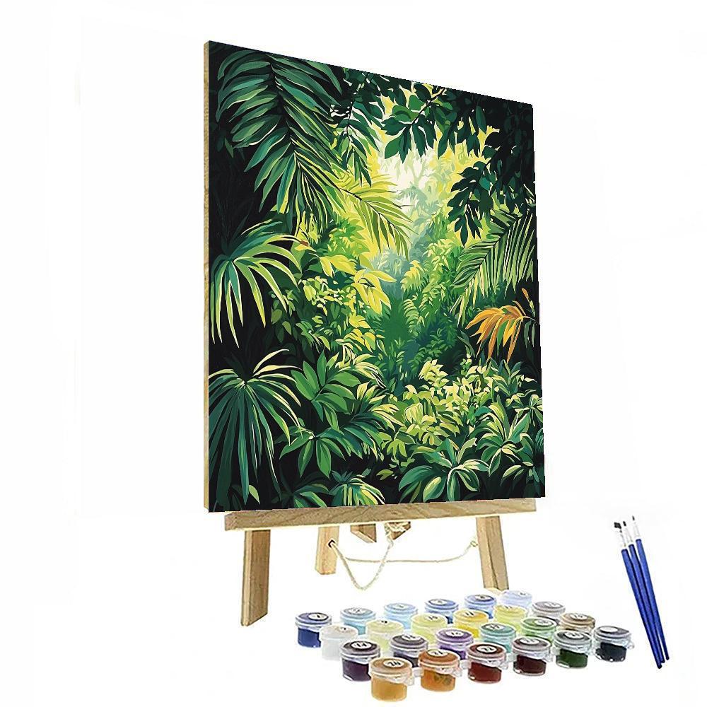 Henri Rousseau Inspired Theatrical Forest  Number Painting