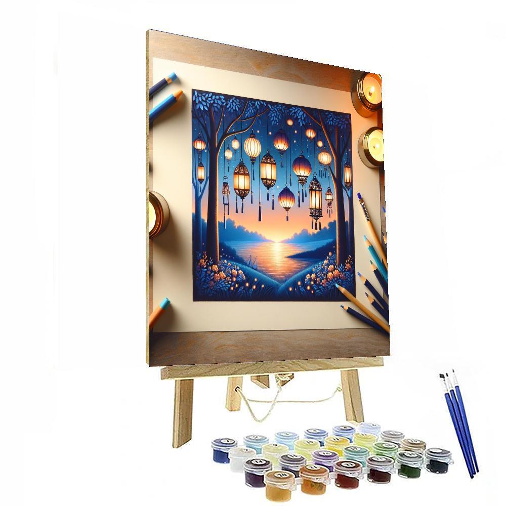 Glowing Lanterns At Dusk Paint By Numbers Kits