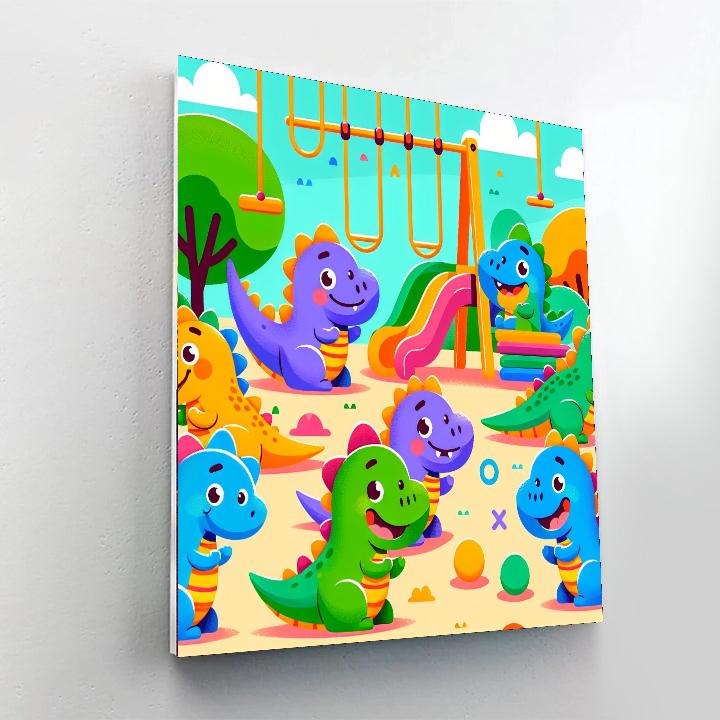Friendly Dinosaurs At Play Paint By Number