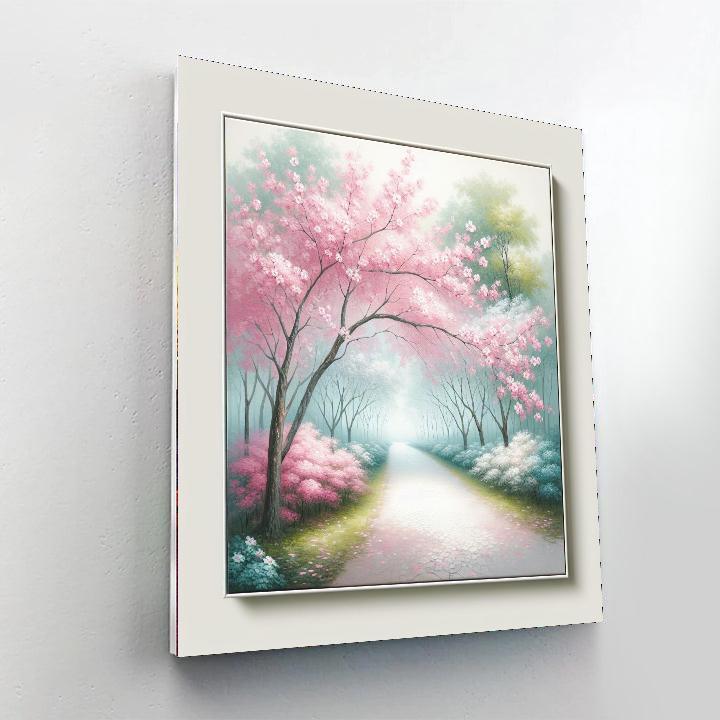 Radiant Cherry Blossom Path Numbered Painting Kits