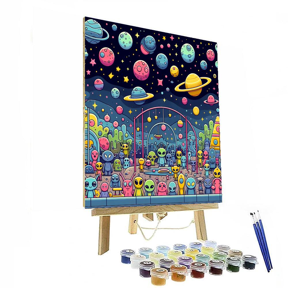 Galactic Alien Playground Paint By Numbers Art