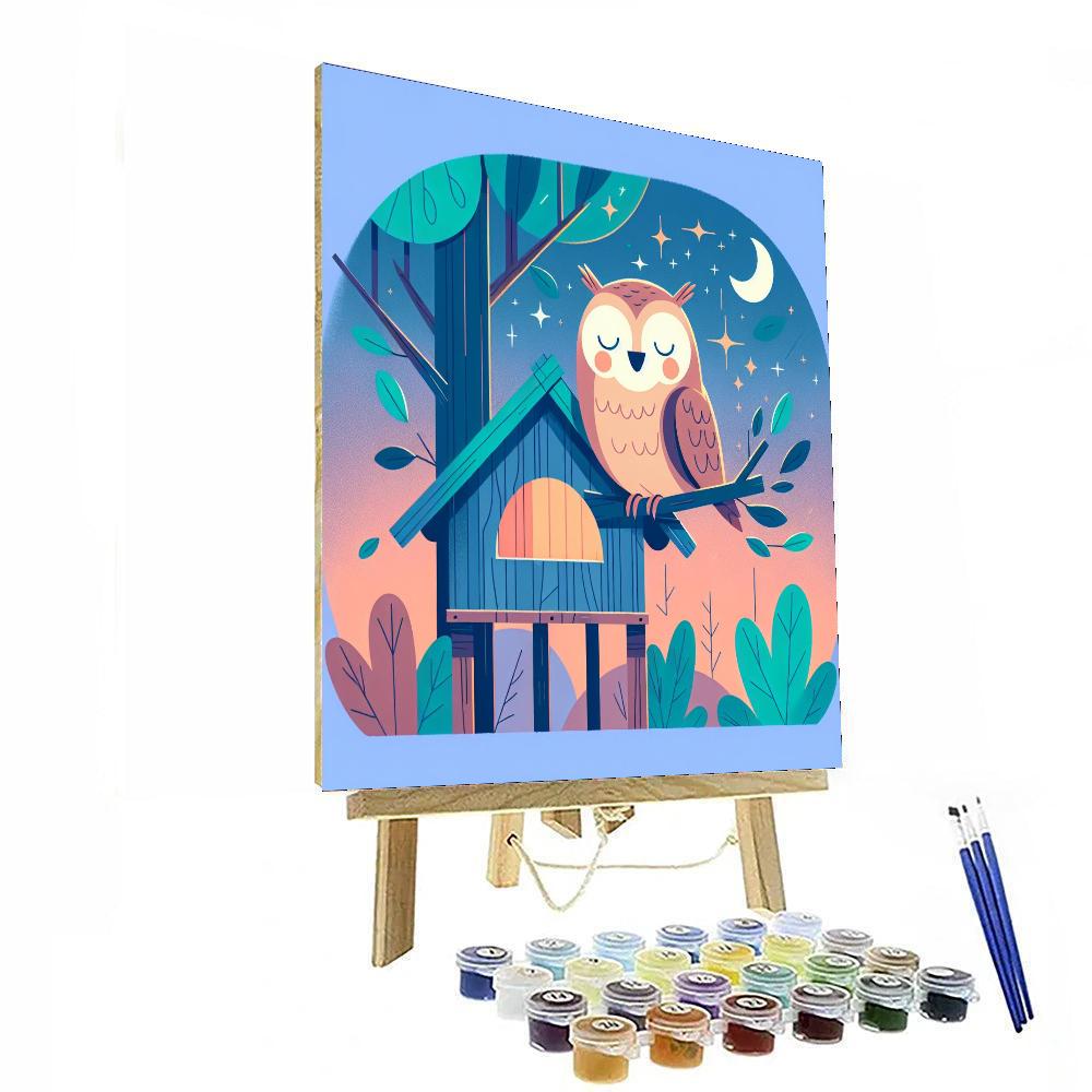 Cheerful Owl's Treehouse Numbered Painting Kits