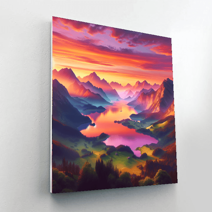Sunrise Over Mountains Painting Number Kit