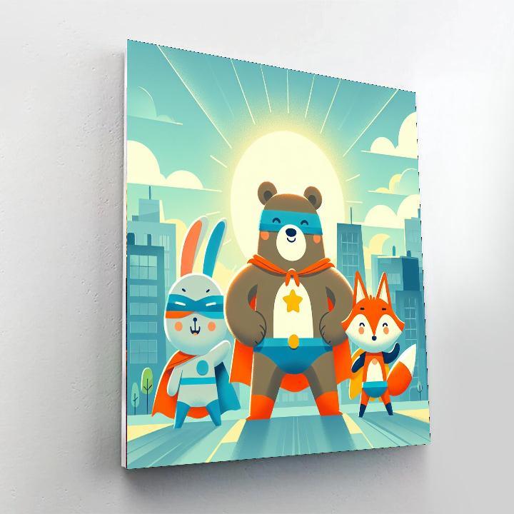 Adventure With Animal Superheroes Number Painting