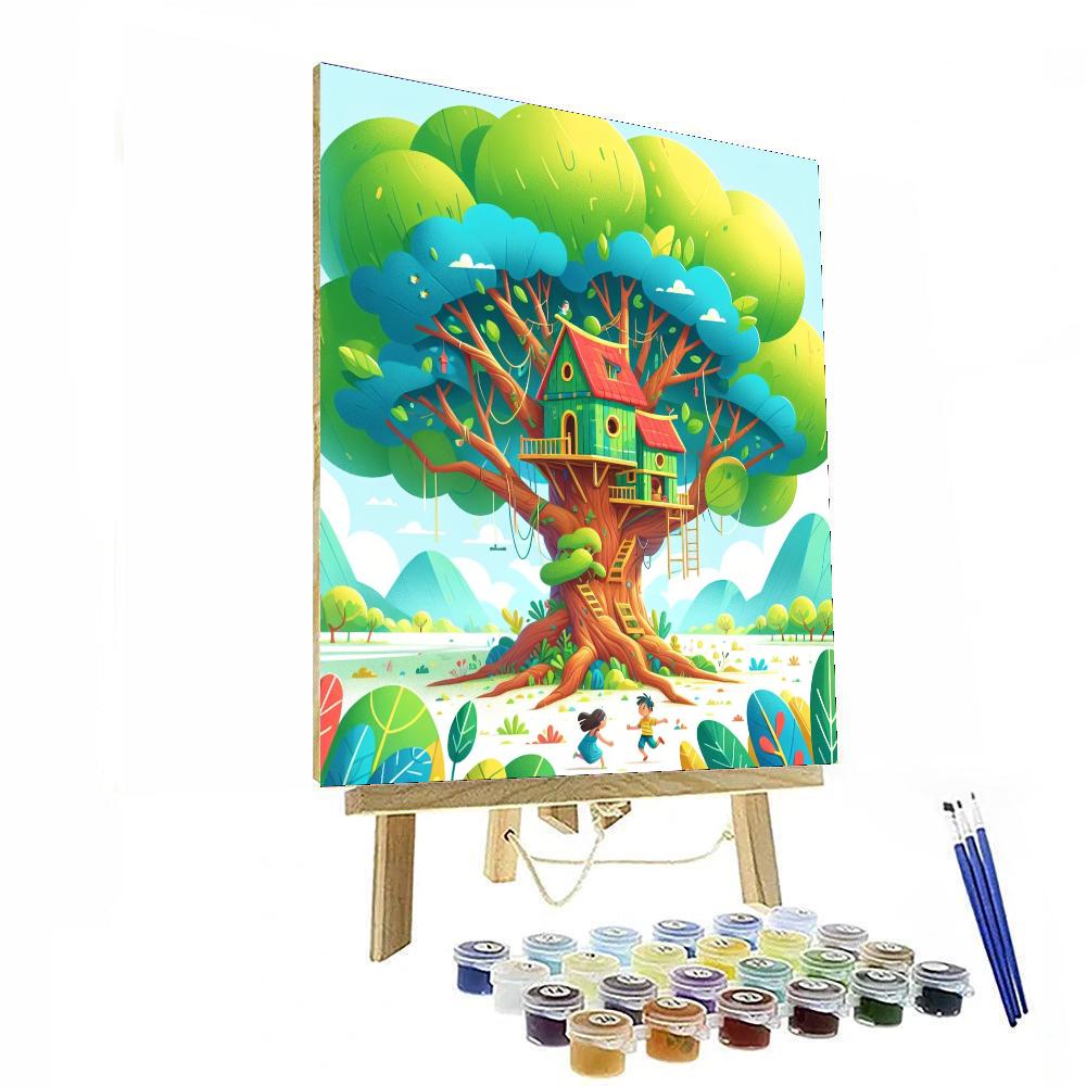 Charming Treehouse Painting Number Kit