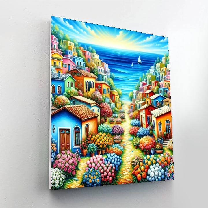 Sunny Coastal Village Paint By Numbers Kits
