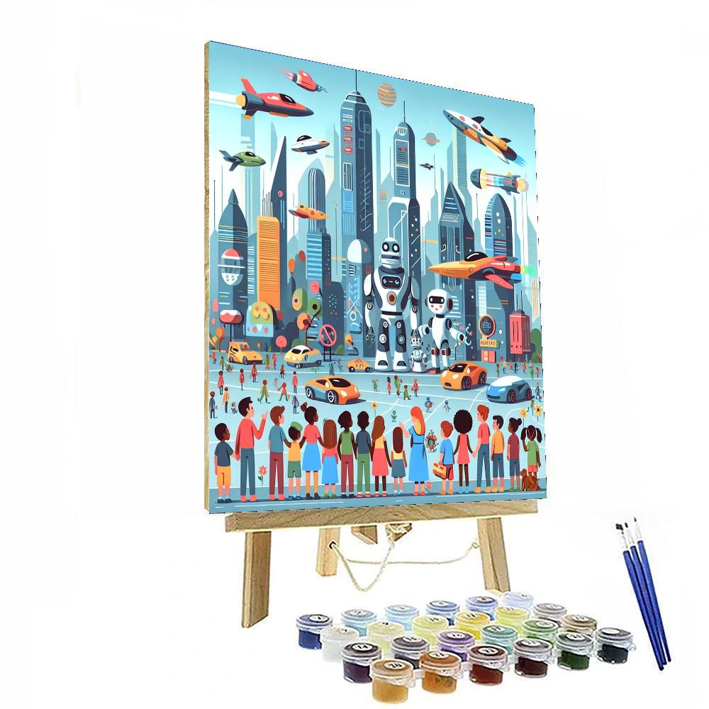 Robot Futuristic World Painting Number Kit
