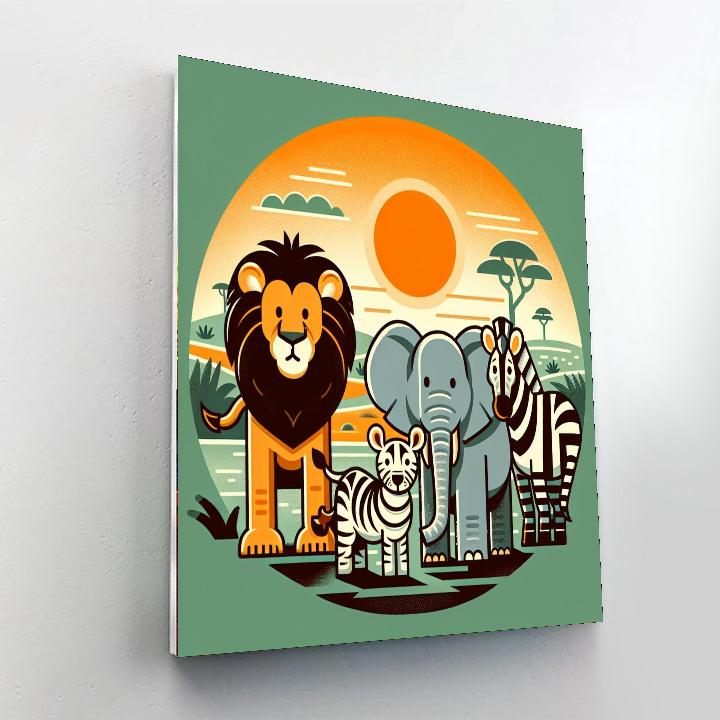 Adventure With Safari Animals Paint By Numbers Art