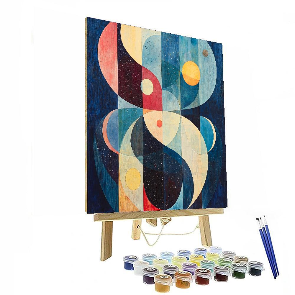 Paul Klee Inspired Whimsical Cosmos Harmony  Number Painting