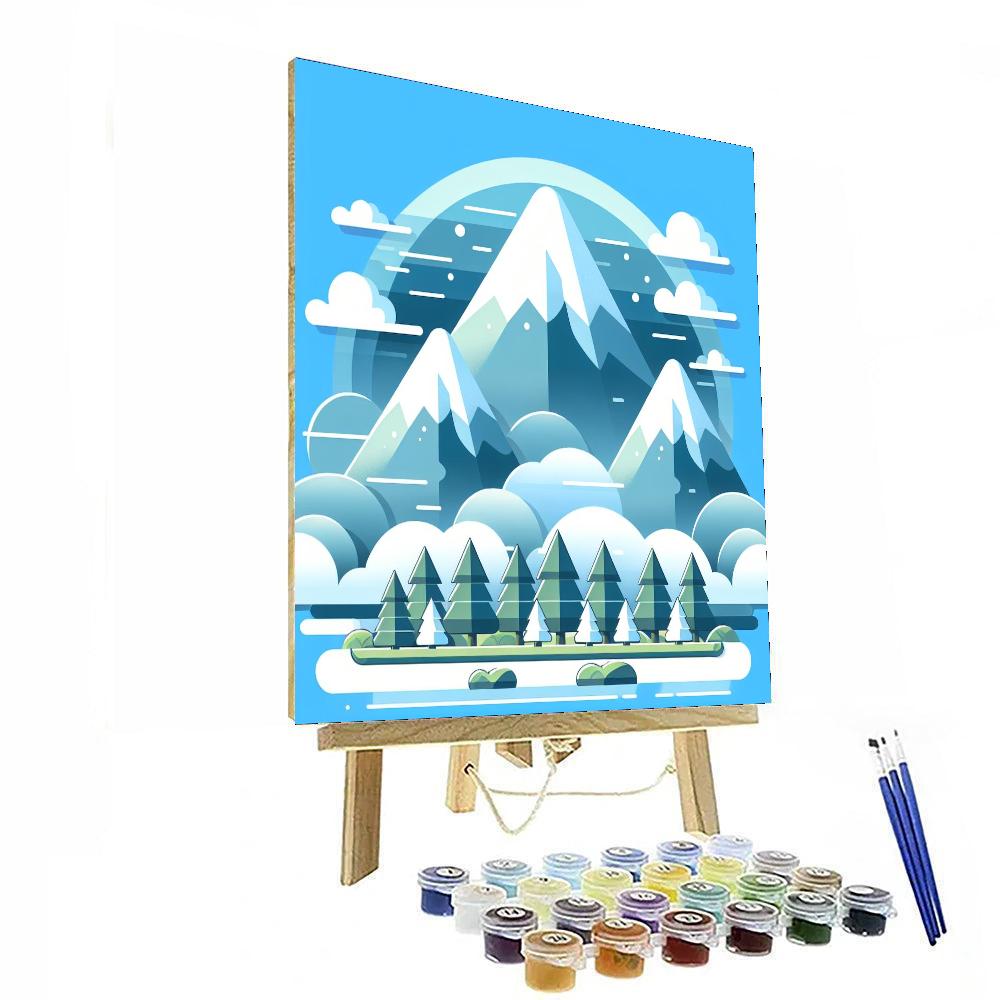 Snowy Mountains Painting Number Kit