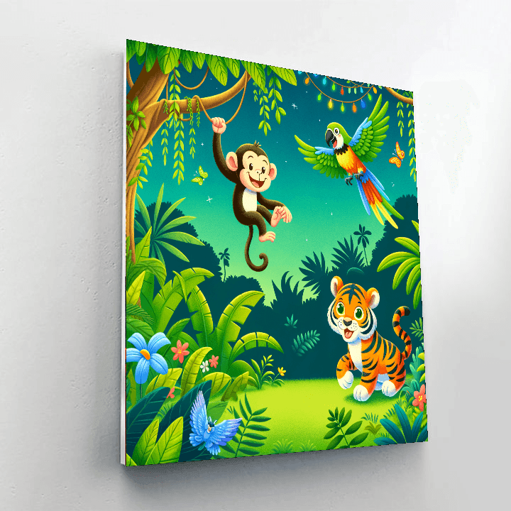 Frolicking Jungle Animals Painting By Numbers Kit