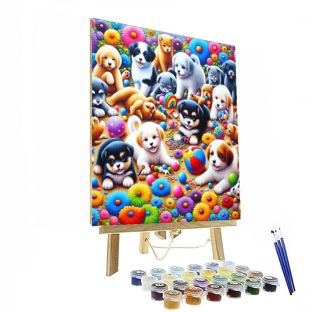 Cheerful Animal Friends At Play Paint By Color