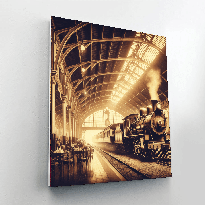 Retro Train Station DIY Paint By Numbers