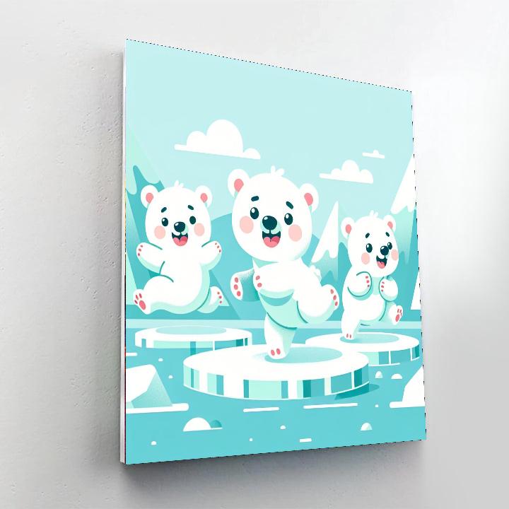 Pastel Polar Bear Playtime Number Painting