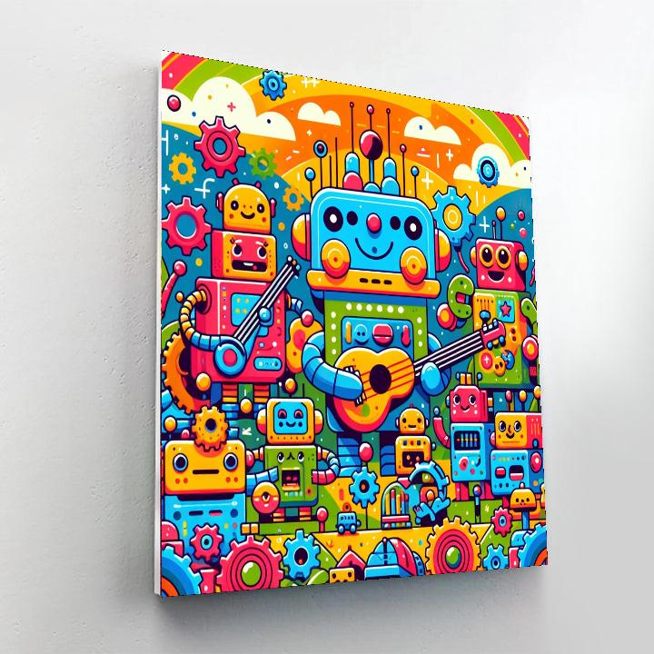 Whimsical World Of Robots Painting By Numbers Kit