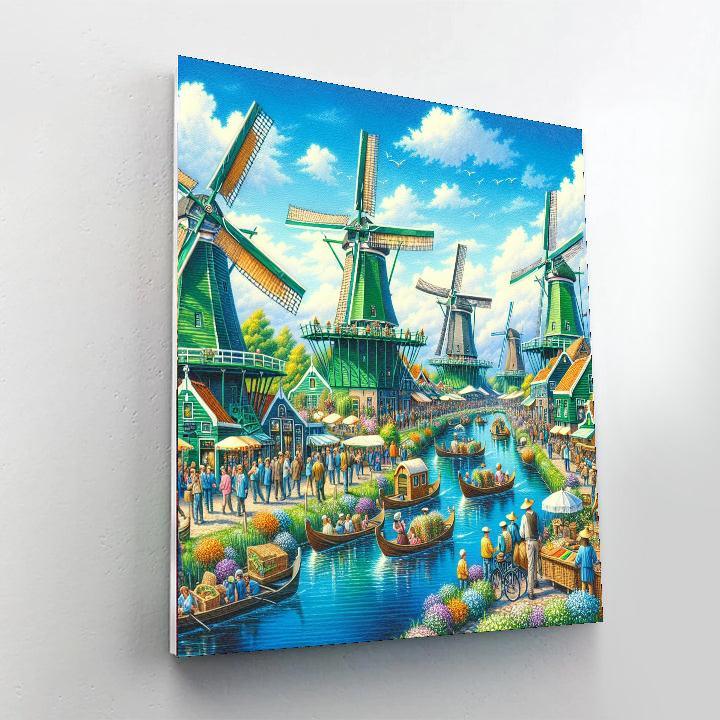 Zaanse Schans Windmill Festival - Netherlands Numbered Painting Kits
