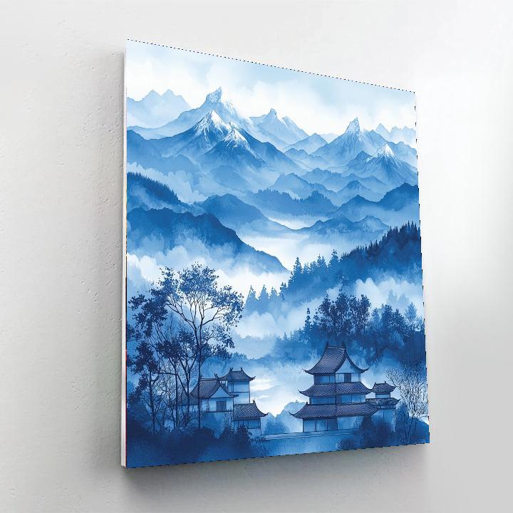 Utagawa Hiroshige Inspired Harmonic Echoes Of Snow-Capped Peaks  Painting By Numbers Kit