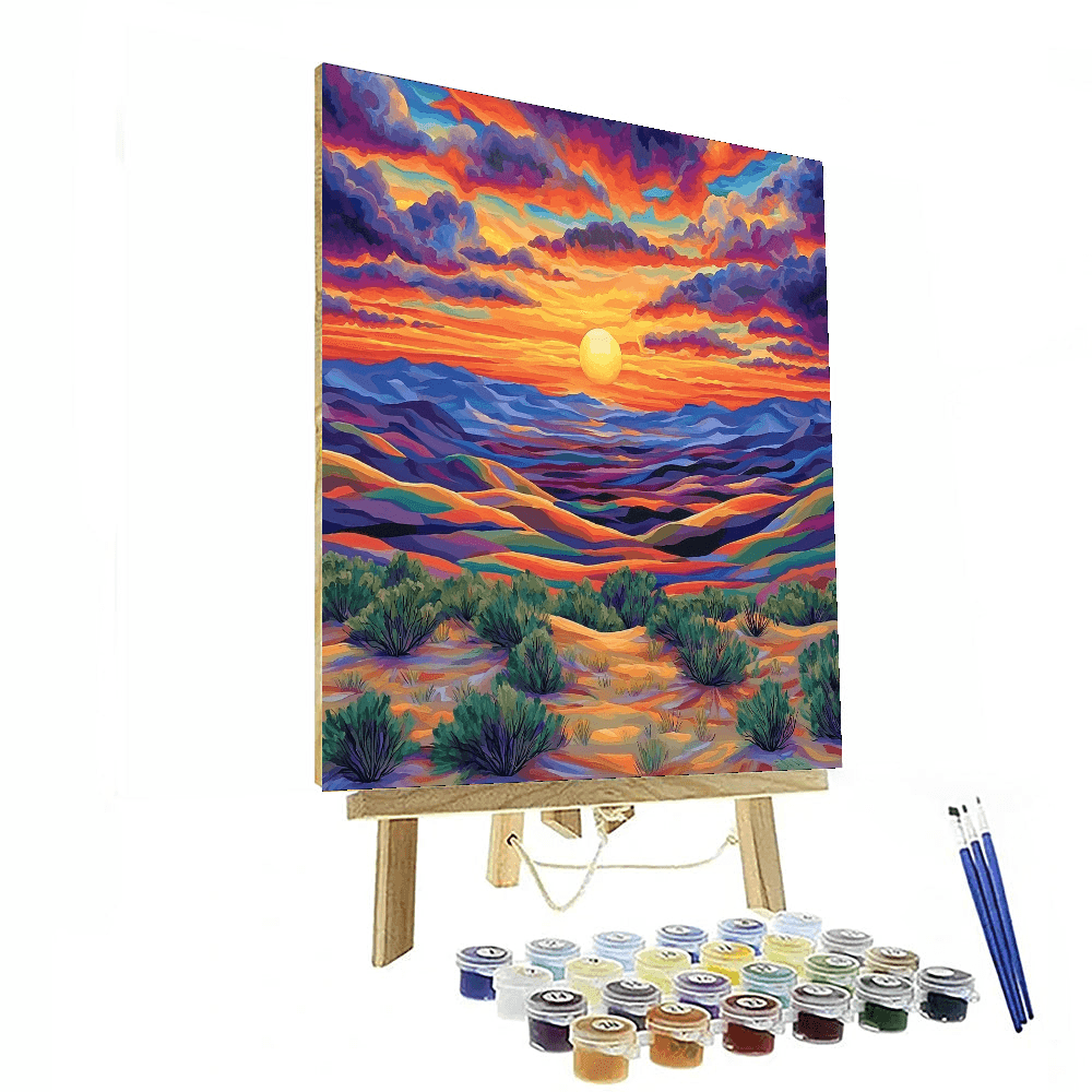 Georgia O'Keeffe Inspired Vibrant Desert Sunset  Paint By Numbers