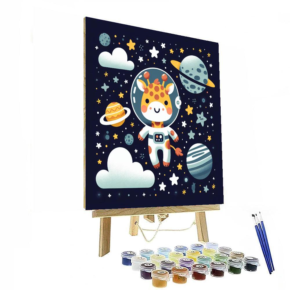 Giraffe In Space Adventure Paint By Numbers Art