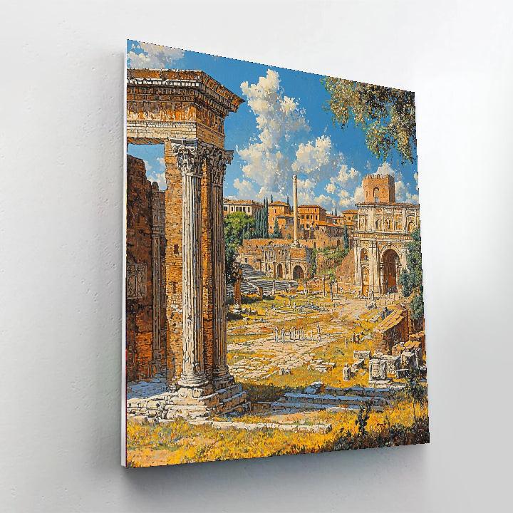 Panini Inspired Time Traveler's City  Number Painting