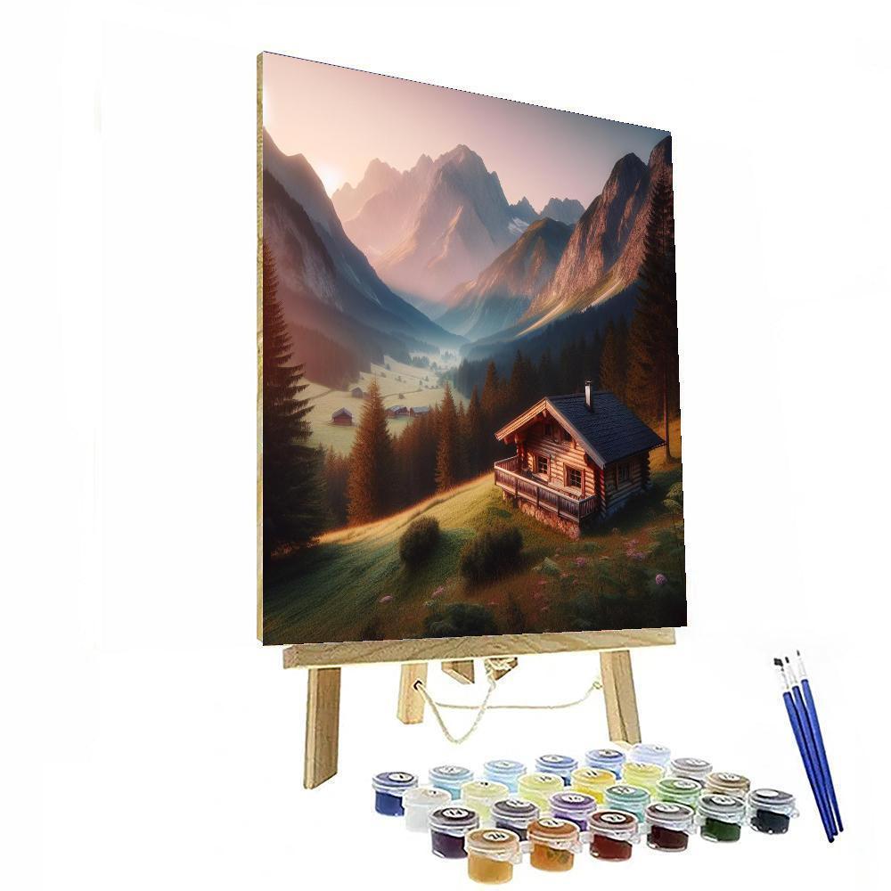 Mountain Retreat At Sunrise Paint By Numbers Art