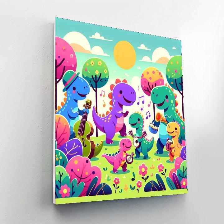 Funky Dino Dance Party Paint By Numbers Art