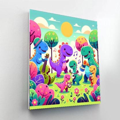 Funky Dino Dance Party Paint By Numbers Art