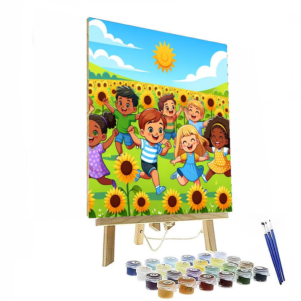 Sunflower Field Frolic Painting By Numbers Kit