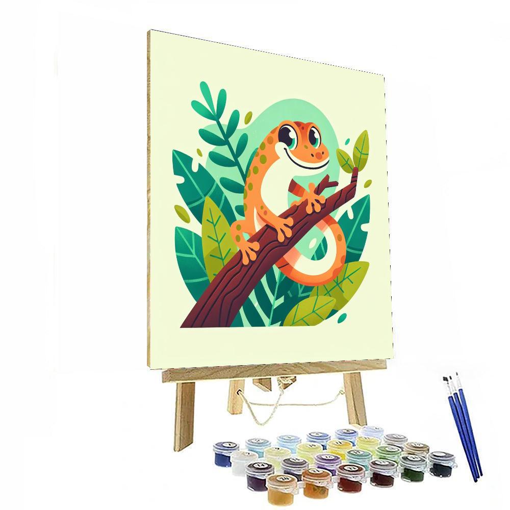 Charming Gecko Number Painting