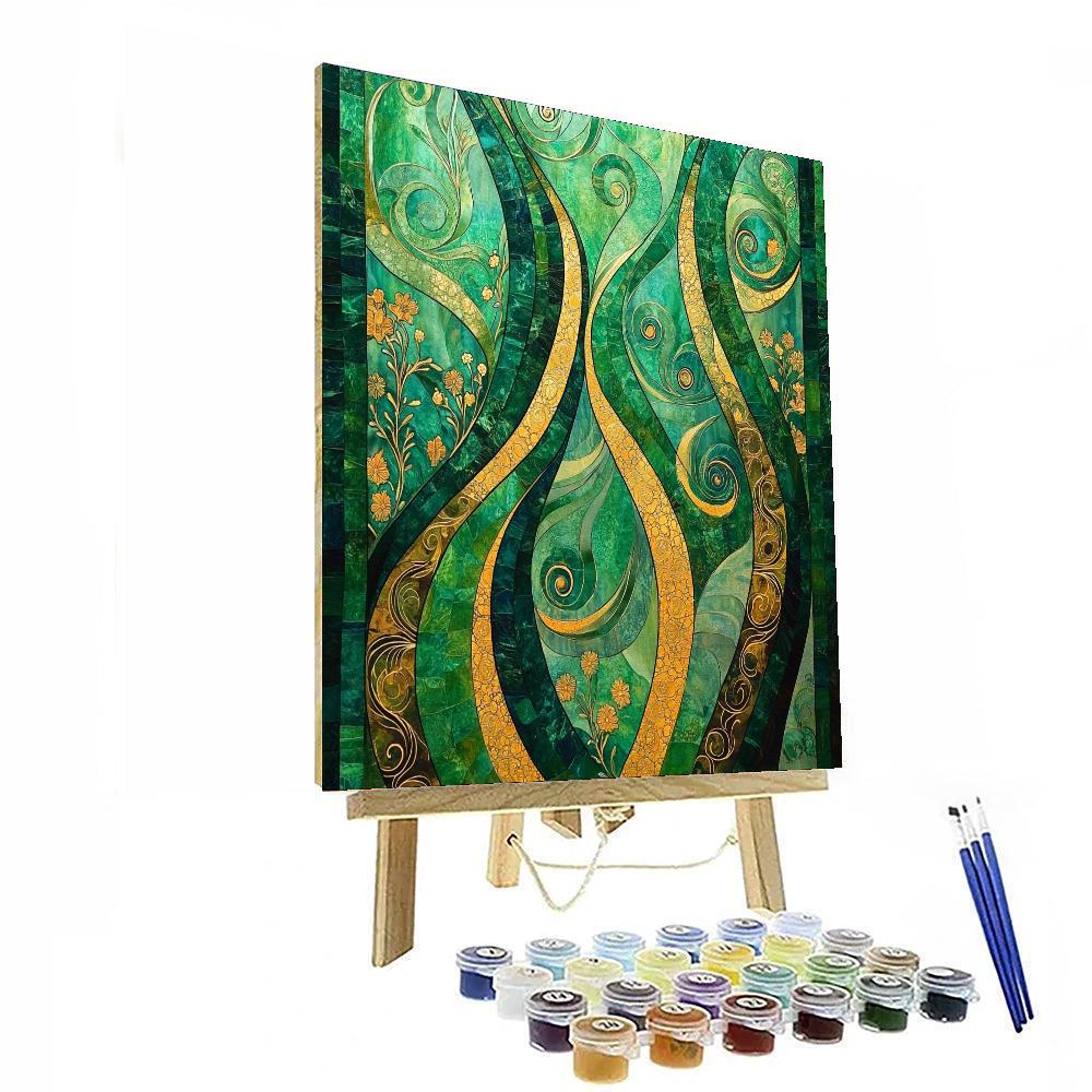 Gustav Klimt Inspired Emerald Harmony  Paint By Numbers Kits