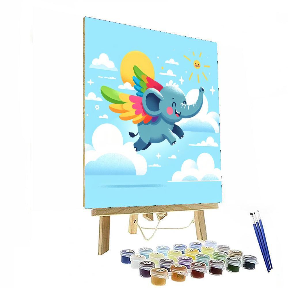 Fanciful Flying Elephant Painting By Numbers Kit