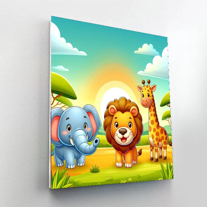 Happy Wild Safari Paint By Numbers Art