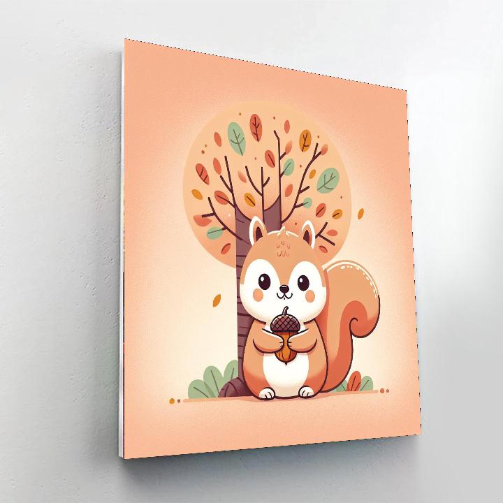 Snuggly Squirrel Paint By Numbers Art