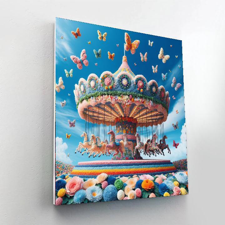 Whimsical Flower Carousel Paint By Numbers Art