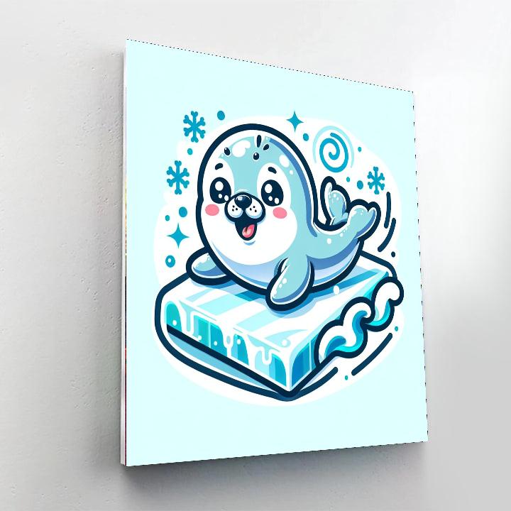 Playful Baby Seal Numbered Painting Kits