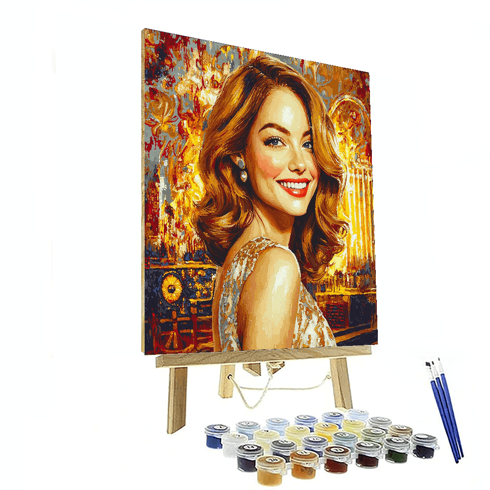 Emma Stone: Lighting Up The Silver Screen With Golden Hues Paint By Numbers